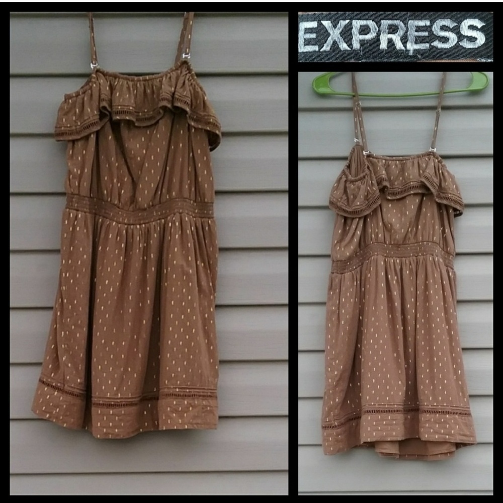 Express brown & gold cotton sundress sz L